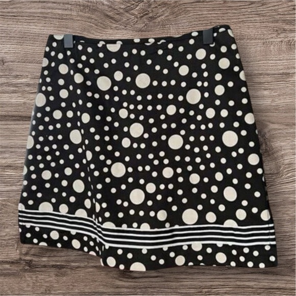 Anne Carson Black White Polka Dot Mini Skirt Petite 2P Women’s Mod Retro A-Line - Picture 1 of 5